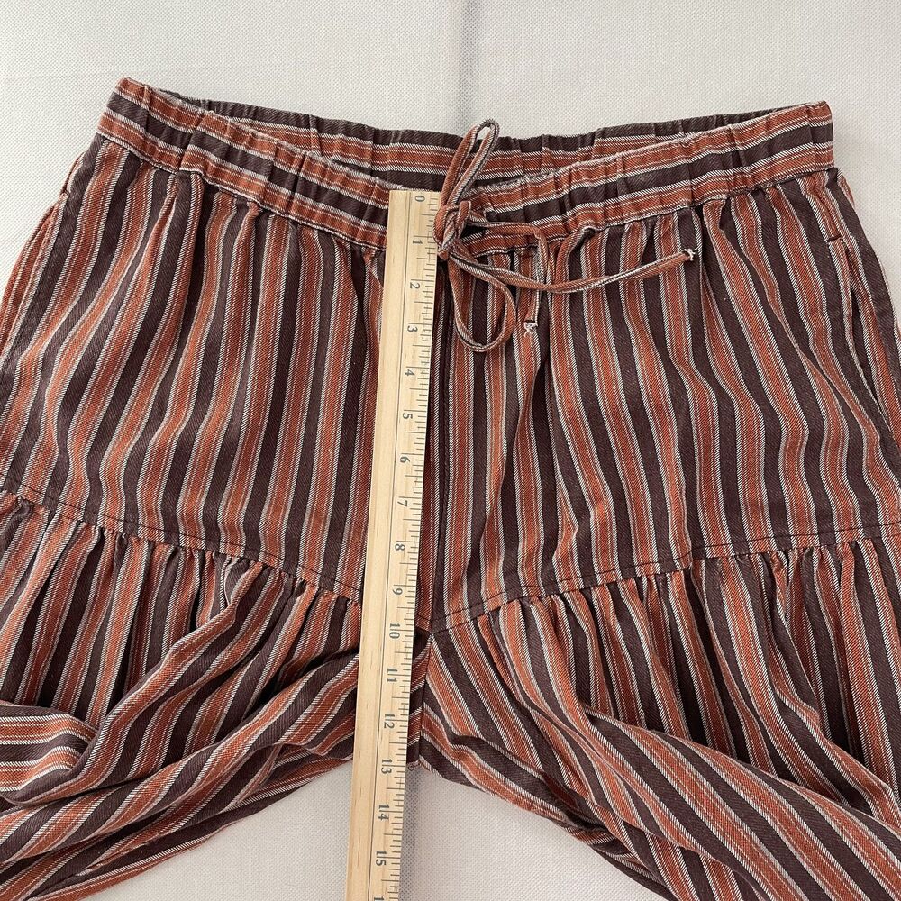 Free People Brown Striped Western Boho Ellie Pull On Barrel Pants - Size L - Picture 11 of 13